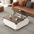 Table basse relevable de ferme avec rangement, ports USB et station de charge