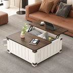 Table basse relevable de ferme avec rangement, ports USB et station de charge