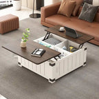 Table basse relevable de ferme avec rangement, ports USB et station de charge