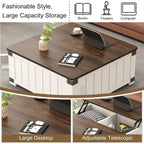 Table basse relevable de ferme avec rangement, ports USB et station de charge