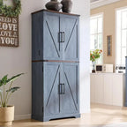 Garde-manger de cuisine de ferme de 183 cm de haut, armoire de rangement avec portes coulissantes façon grange