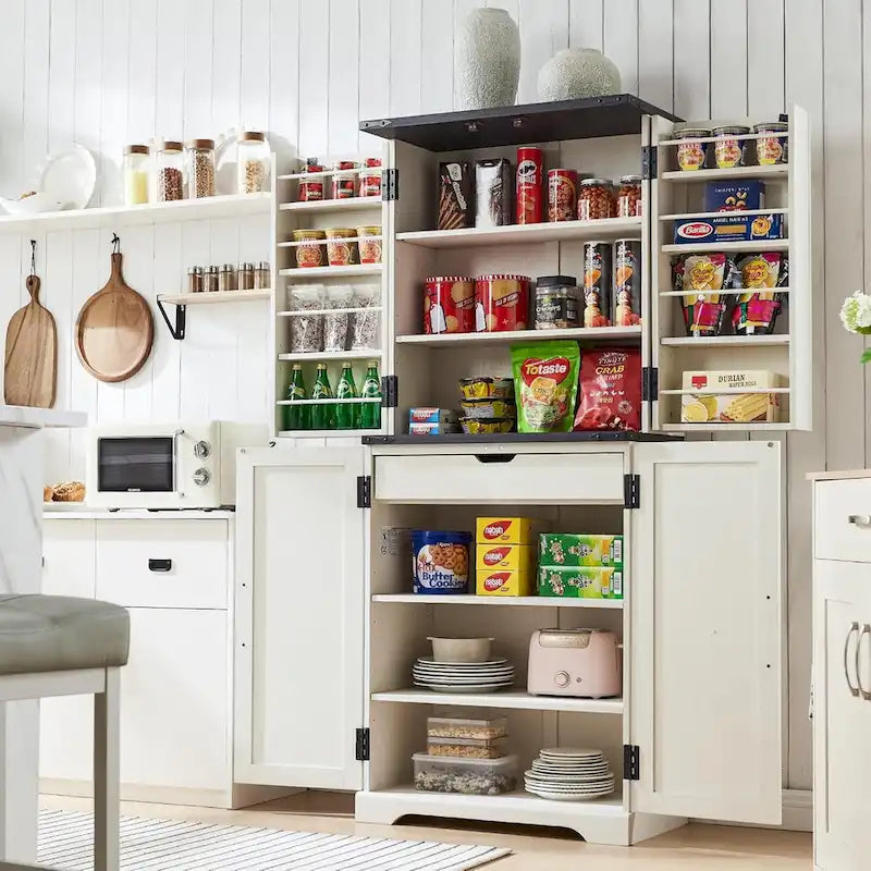 Garde-manger de cuisine de ferme de 183 cm de haut, armoire de rangement avec portes coulissantes façon grange