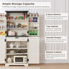 Garde-manger de cuisine de ferme de 183 cm de haut, armoire de rangement avec portes coulissantes façon grange