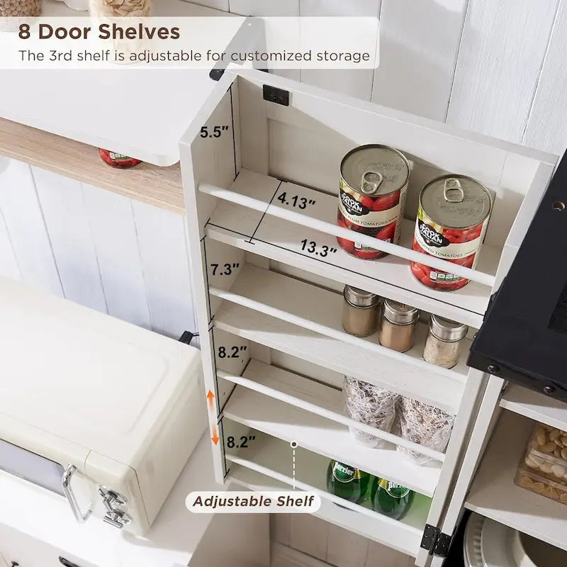 Garde-manger de cuisine de ferme de 183 cm de haut, armoire de rangement avec portes coulissantes façon grange