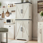 Garde-manger de cuisine de ferme de 183 cm de haut, armoire de rangement avec portes coulissantes façon grange