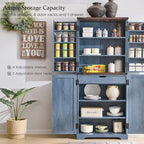 Garde-manger de cuisine de ferme de 183 cm de haut, armoire de rangement avec portes coulissantes façon grange