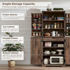 Garde-manger de cuisine de ferme de 183 cm de haut, armoire de rangement avec portes coulissantes façon grange