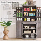 Garde-manger de cuisine de ferme de 183 cm de haut, armoire de rangement avec portes coulissantes façon grange