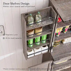 Garde-manger de cuisine de ferme de 183 cm de haut, armoire de rangement avec portes coulissantes façon grange