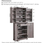 Garde-manger de cuisine de ferme de 183 cm de haut, armoire de rangement avec portes coulissantes façon grange
