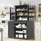Garde-manger de cuisine de ferme de 183 cm de haut, armoire de rangement avec portes coulissantes façon grange