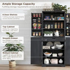 Garde-manger de cuisine de ferme de 183 cm de haut, armoire de rangement avec portes coulissantes façon grange