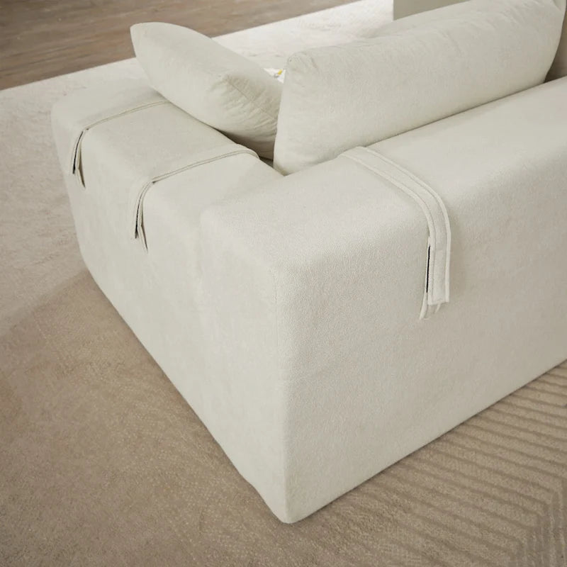 108 Chenille Modular L-Shaped Sectional Sofa with 6 Pillows, Reversible Chaise
