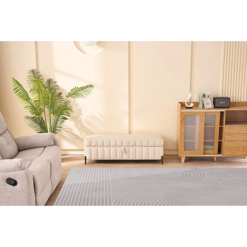 Banc de rangement en velours doux de 49,21 de large pour le salon, l'entrée et la chambre