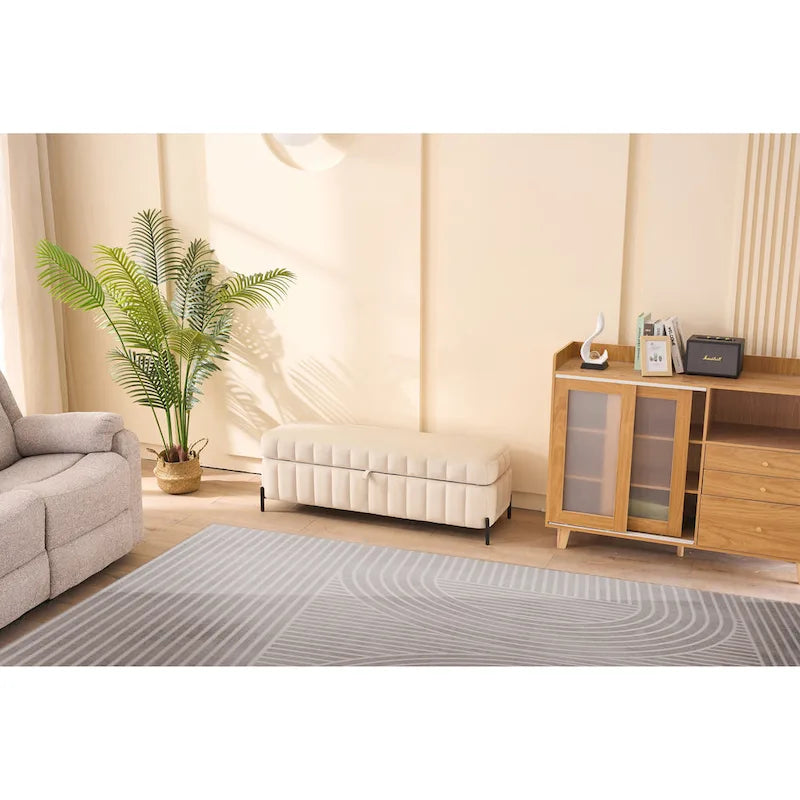 Banc de rangement en velours doux de 49,21 de large pour le salon, l'entrée et la chambre