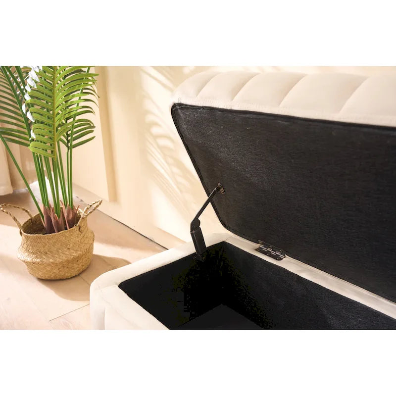 Banc de rangement en velours doux de 49,21 de large pour le salon, l'entrée et la chambre