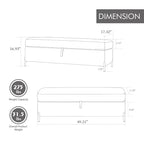 Banc de rangement en velours doux de 49,21 de large pour le salon, l'entrée et la chambre