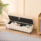 Banc de rangement en velours doux de 49,21 de large pour le salon, l'entrée et la chambre