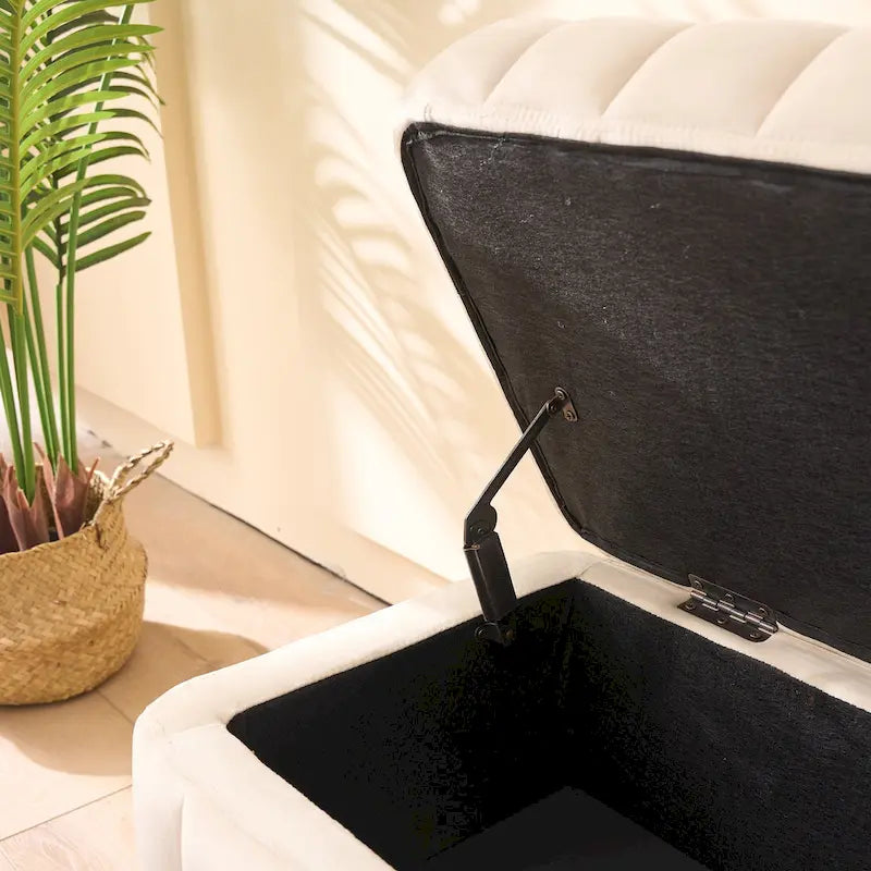 Banc de rangement en velours doux de 49,21 de large pour le salon, l'entrée et la chambre