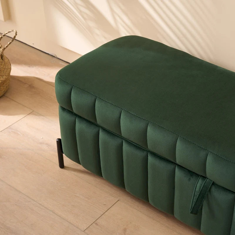 Banc de rangement en velours doux de 49,21 de large pour le salon, l'entrée et la chambre