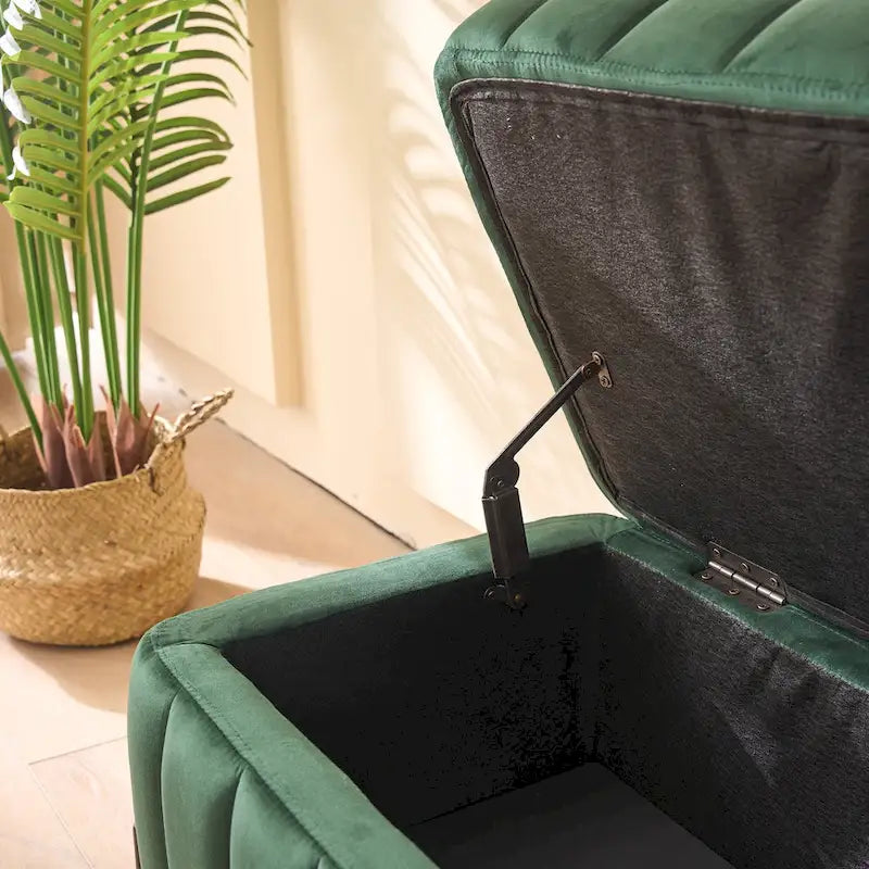 Banc de rangement en velours doux de 49,21 de large pour le salon, l'entrée et la chambre