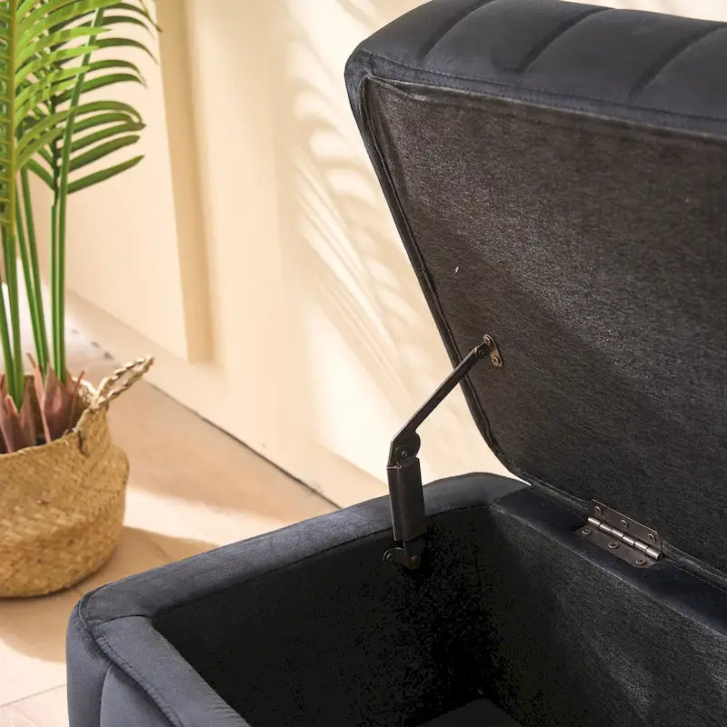 Banc de rangement en velours doux de 49,21 de large pour le salon, l'entrée et la chambre