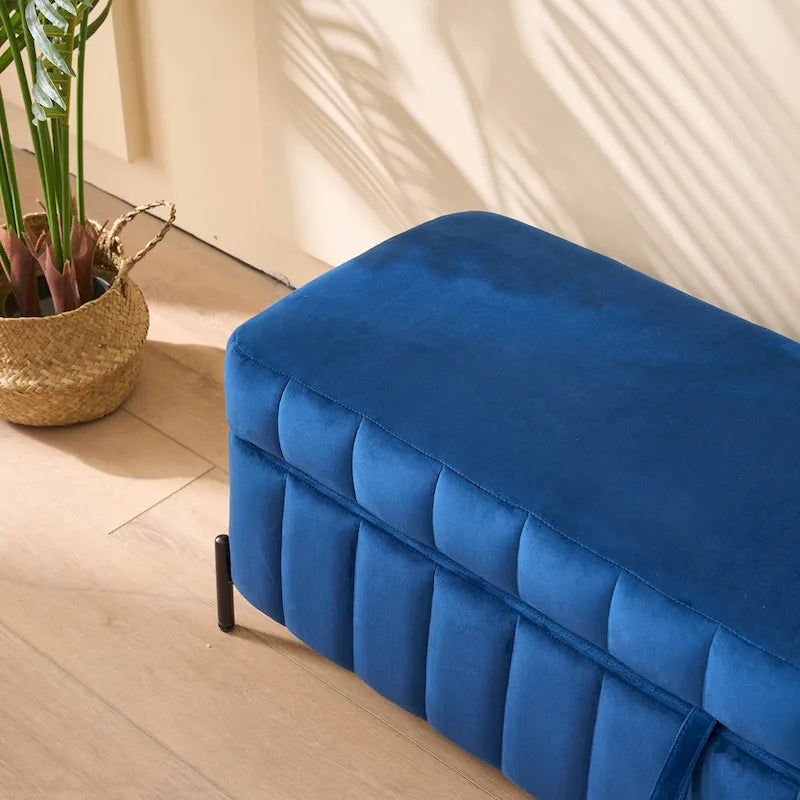 Banc de rangement en velours doux de 49,21 de large pour le salon, l'entrée et la chambre