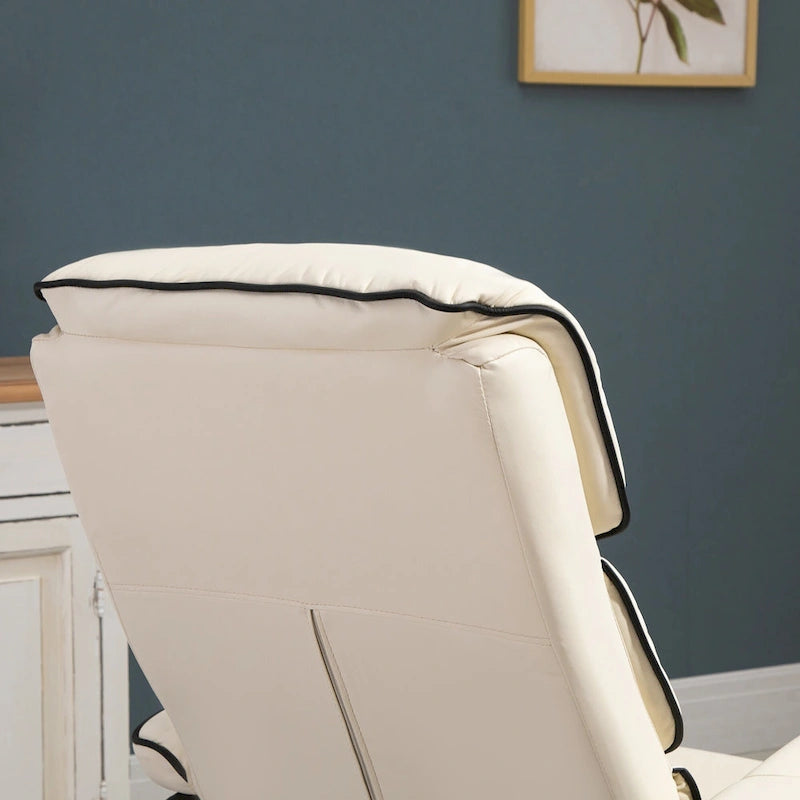 Fauteuil inclinable en cuir PU pivotant à 360°, réglable, avec pouf et rembourrage en mousse épaisse