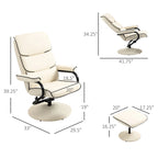 Fauteuil inclinable en cuir PU pivotant à 360°, réglable, avec pouf et rembourrage en mousse épaisse