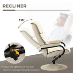 Fauteuil inclinable en cuir PU pivotant à 360°, réglable, avec pouf et rembourrage en mousse épaisse