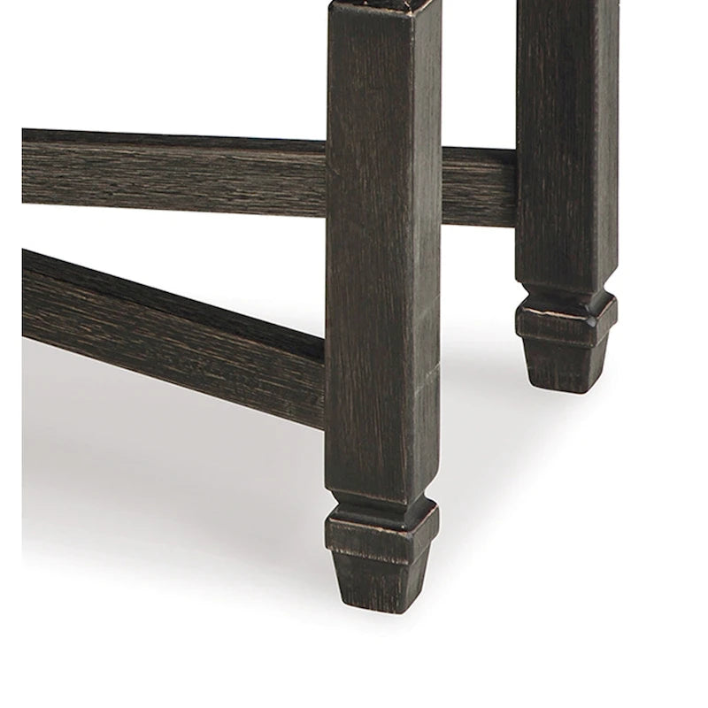 Banc de salle à manger, avec entretoise en X et garniture cloutée, bois noir, 127 cm