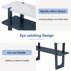 Console étroite avec plateau effet marbre (bleu marine)