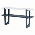 Console étroite avec plateau effet marbre (bleu marine)