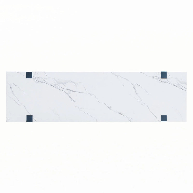 Console étroite avec plateau effet marbre (bleu marine)
