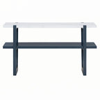 Console étroite avec plateau effet marbre (bleu marine)