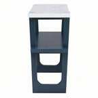 Console étroite avec plateau effet marbre (bleu marine)
