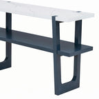 Console étroite avec plateau effet marbre (bleu marine)