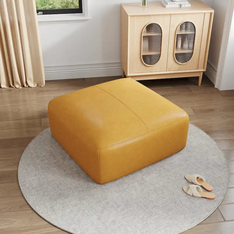 Ottoman en cuir véritable, Pouf rembourré pour salon