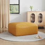 Ottoman en cuir véritable, Pouf rembourré pour salon