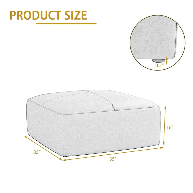 Ottoman en cuir véritable, Pouf rembourré pour salon