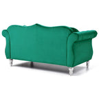 Causeuse Chesterfield en velours 68 po avec 2 coussins décoratifs – 68L x 35P x 34H