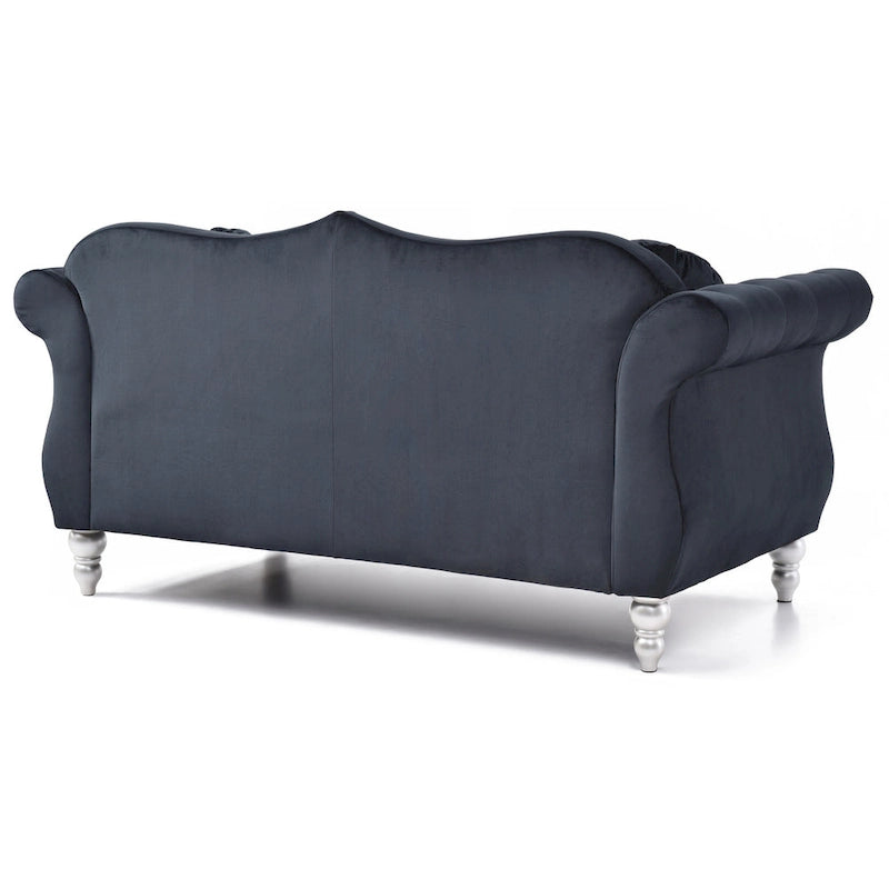 Causeuse Chesterfield en velours 68 po avec 2 coussins décoratifs – 68L x 35P x 34H