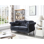 Causeuse Chesterfield en velours 68 po avec 2 coussins décoratifs – 68L x 35P x 34H