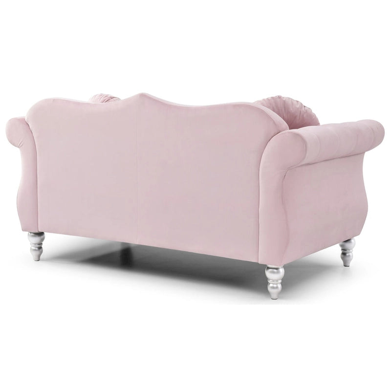 Causeuse Chesterfield en velours 68 po avec 2 coussins décoratifs – 68L x 35P x 34H