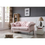 Causeuse Chesterfield en velours 68 po avec 2 coussins décoratifs – 68L x 35P x 34H