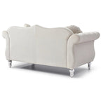 Causeuse Chesterfield en velours 68 po avec 2 coussins décoratifs – 68L x 35P x 34H