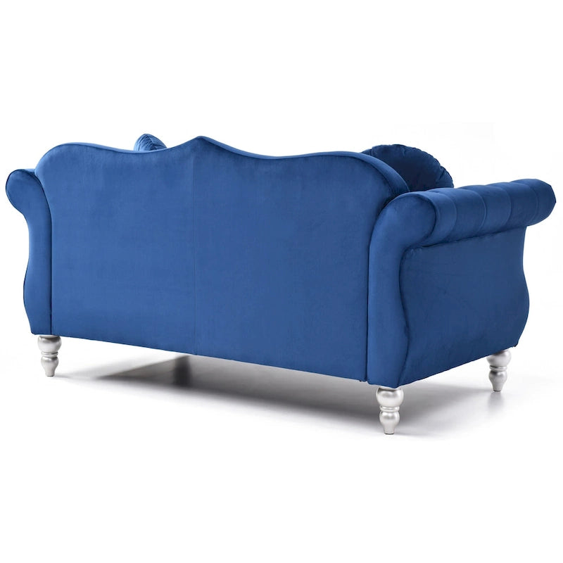 Causeuse Chesterfield en velours 68 po avec 2 coussins décoratifs – 68L x 35P x 34H