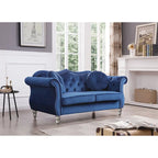 Causeuse Chesterfield en velours 68 po avec 2 coussins décoratifs – 68L x 35P x 34H