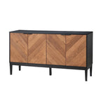 Meuble TV Moderne à Chevrons avec Étagères Réglables par - 55 pouces