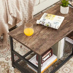 Meuble TV industriel, Console multimédia avec rangement et étagère grillagée pour salon/chambre, Marron